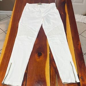 Envy White Ribbed Zipper Pants BD1-158